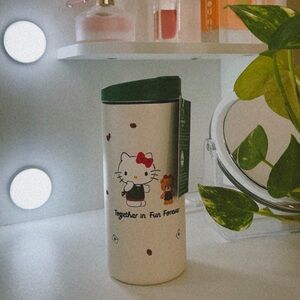 Hello Kitty White Travel Tumbler with Green Lid